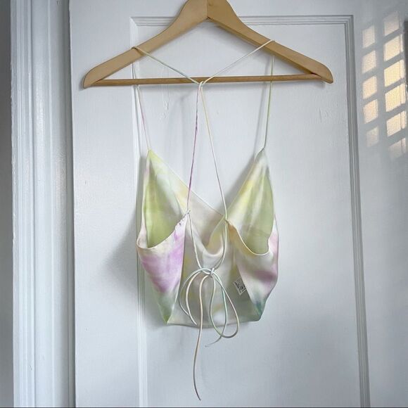 Zara Satin Effect Crop Top sz M Multicolor - Picture 4 of 7